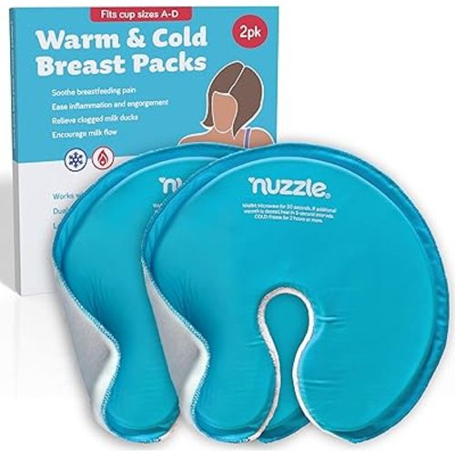 Breast Ice Packs Nursing Essentials and Breast Warmer for Lactation - Clogged Milk Duct and Mastitis Relief - Hot and Cold Breast Therapy Packs - 2 Dual-sided Reusable Soft-touch Microwave Freeze Pads