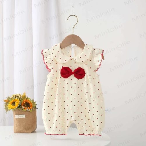Baby Girl Red Bow Love Heart Romper