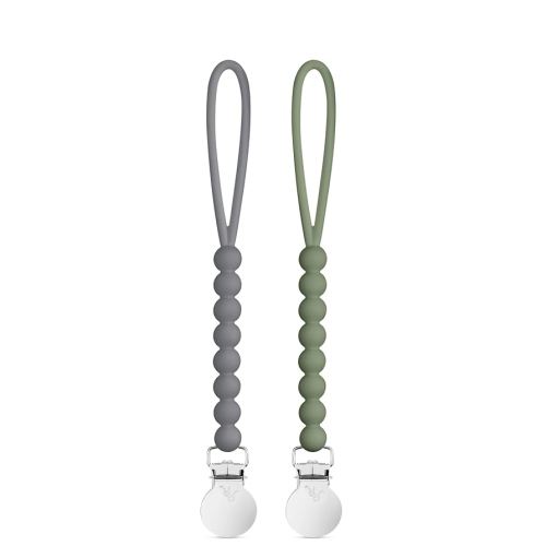 Ryan & Rose Cutie Clip 2 Pack - Pacifier Clip Holder Silicone (Judy-Steel/Judy-Ivy)