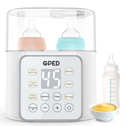 Baby Bottle Warmer, 9-in-1 Fast Food Heater & Defrost, Double Bottle Warmer with Appointment &Timer, 24H Accurate Temperature Control for Breastmilk & Formula BPA-Free/LCD Display