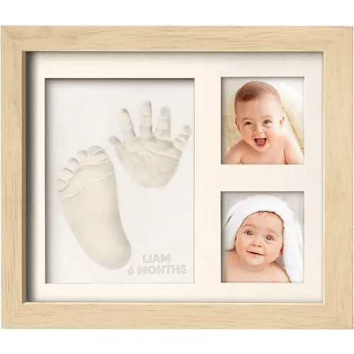 Baby Hand and Footprint Kit - Quick Dry Clay Baby Footprint Kit, Newborn Keepsake, Nursery Picture Frame for Boys, Girls, Personalized Gifts for Shower & Registry, New Mom Gift (Ash Wood)