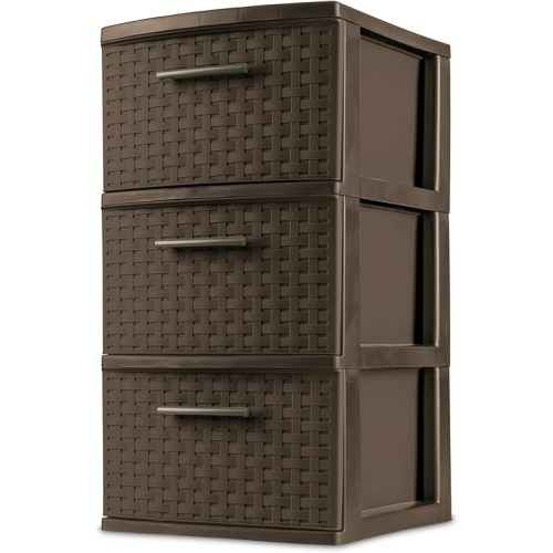 3 Drawer Weave Tower, Espresso Brown