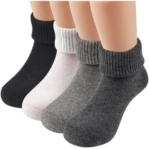 COTTON DAY Baby Infant Toddler Seamless Triple Roll Turn Cuff Slouch Socks Gift Box