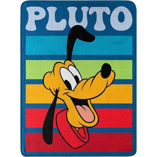 Northwest Mickey Mouse Micro Raschel Throw Blanket, 46" x 60", Pluto Stripes