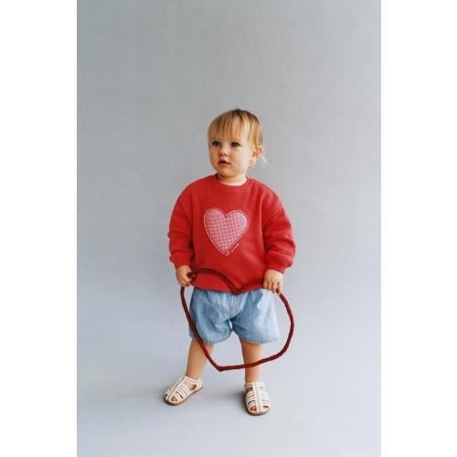 HEART PATCH SWEATSHIRT - Red | ZARA United States
