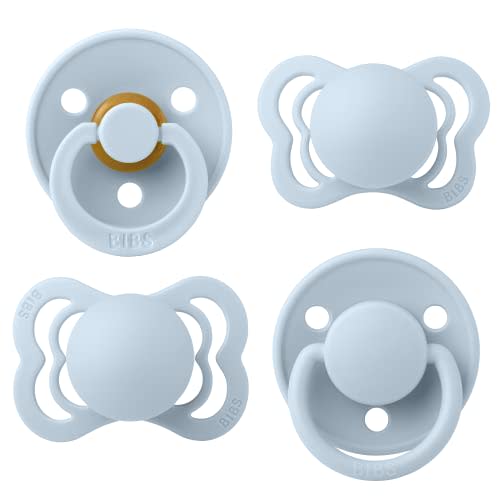 BIBS Pacifiers – Try-it Collection | Includes Colour, De Lux, Couture and Supreme Pacifiers | BPA-Free Natural Rubber & Silicone | Made in Denmark | Baby Blue | 0 to 6 Months…