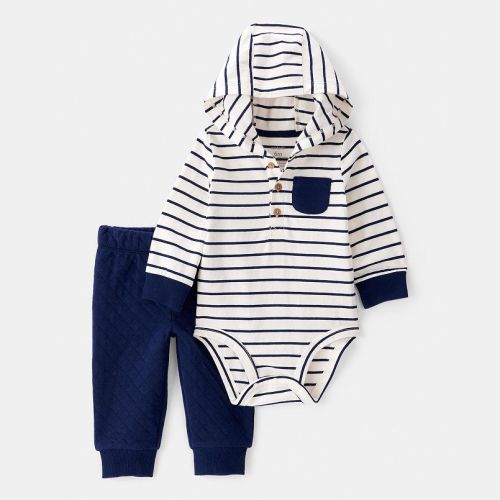 Baby Carter's 2-pc. Striped Hooded Long-Sleeve Bodysuit & Pant Set