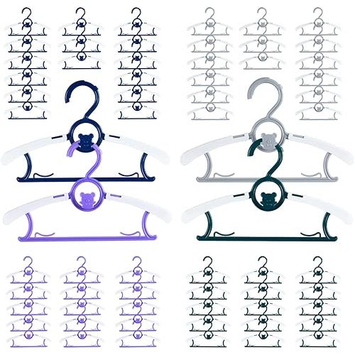60 Pack Baby Hangers for Closet Plastic Kids Hangers Clothes Space Saving Hangers Non Slip Extendable Baby Hangers for Nursery Toddler Heavy Duty Clothing Hangers Bulk, Mixed Color for Boys