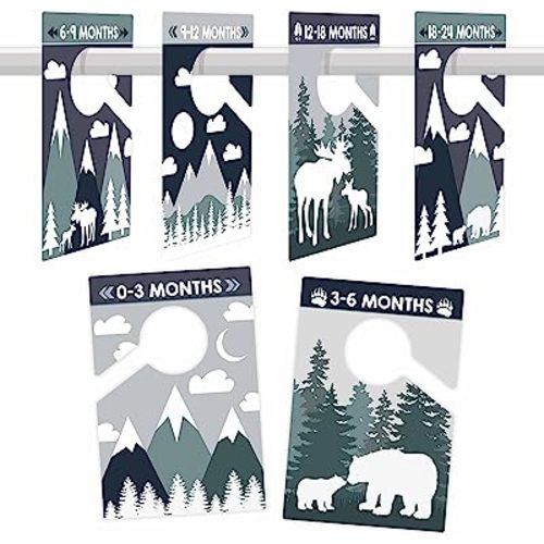 Hadley Designs 6 Baby Closet Size Dividers Boy-Adventure Baby Closet by Month, Baby Closet Organizer for Nursery Organization, Baby Essentials for Newborn Baby Boy