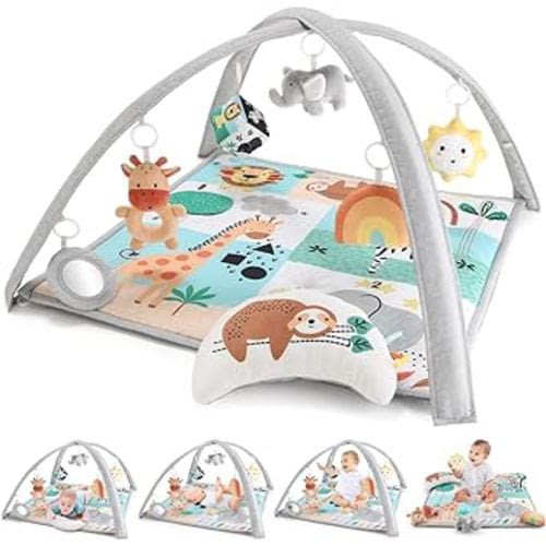 The Peanutshell 7 in 1 Baby Play Gym, Activity Center and Tummy Time Mat, Safari