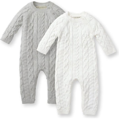 Baby Baby Cable Knit Romper Gift Set, 0-3M, Gray Heather & White