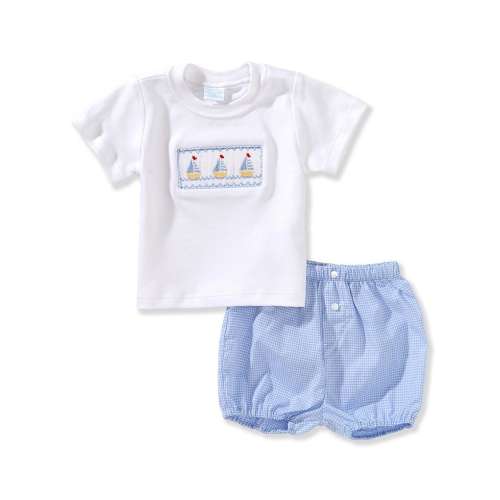 Edgehill Collection Baby Boys Smocked Boat Short Set