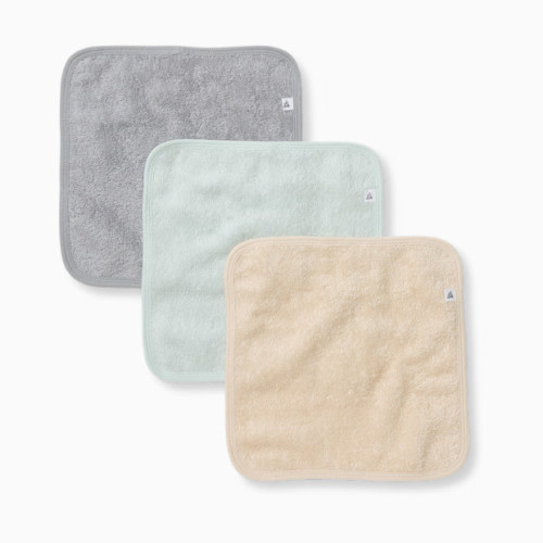 Organic Cotton Woven Terry Solid Washcloths (3 Pack) - Blue Solid