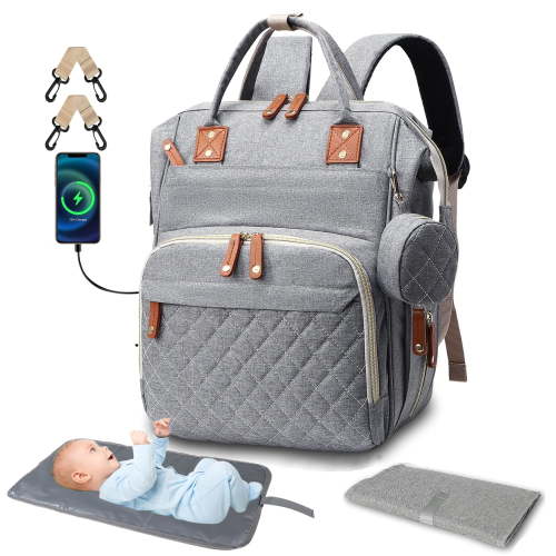 Diaper Bag Backpack, Portable Baby Bag Include Insulated Pocket, 3 In 1 Multi-Functional Travel Baby Diaper Bag with Diapers Changing Pad for Boys and Girls