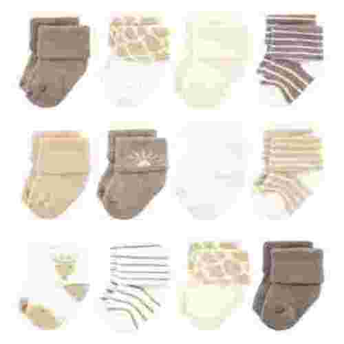 Hudson Baby Infant Boy Cotton Rich Newborn and Terry Socks, Modern Giraffe, 6-12 Months