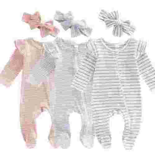 WIBACKER Baby Girls' Sleep and Play Pajamas Cotton One-Piece Footies Romper Jumpsuit Zip Front Pjs
