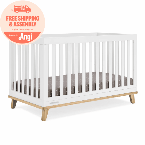 Delta Children Frankie 4-in-1 Convertible Crib - Greenguard Gold Certified, Bianca White with Natural