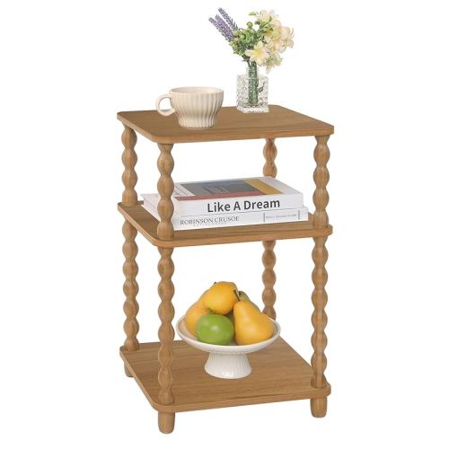 Amazon.com: Fultyle End Table, Small Side Table with 3 Tier Open Shelf, Modern NightStand Accent Table for Small Spaces, Living Room and Office (Caramel Tan) : Home & Kitchen
