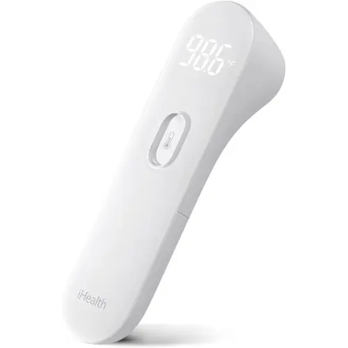 iHealth No-Touch Forehead Thermometer, Infrared Digital Thermometer for Adults and Kids, Touchless Baby Thermometer, 3 Ultra-Sensitive Sensors, Large LED Digits, Quiet Vibration Feedback, Non Contact