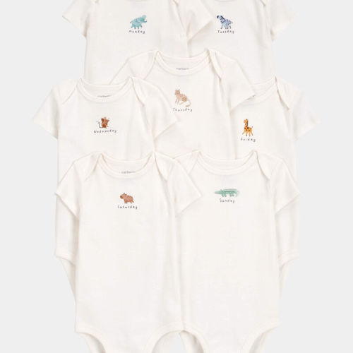 Ivory Baby 7-Pack Days Of The Week Short-Sleeve Cotton Bodysuits | Carter’s Oshkosh Canada