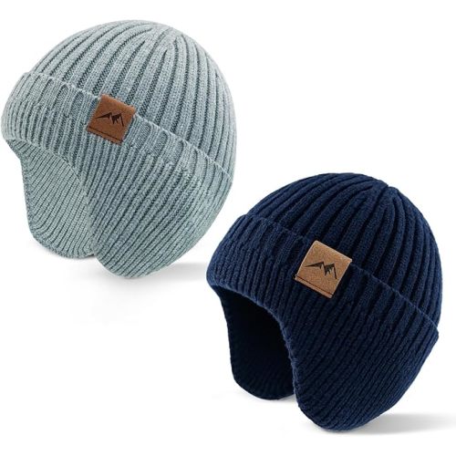 Infant Toddler Winter Hat with Earflap Thick Warm Baby Beanie Soft Knit Kids Beanies Boys Girls Hats Outdoor