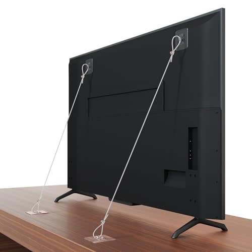 6 Pack Adjustable 42" Metal TV Safety Straps, Vinkqiado No-Drill Adhesive Anti-Tip Furniture Wall Anchors for Baby Proofing, Secure Flat Screens to Wall, Cabinet, Stand Or Desk, Dresser, Bookshelf