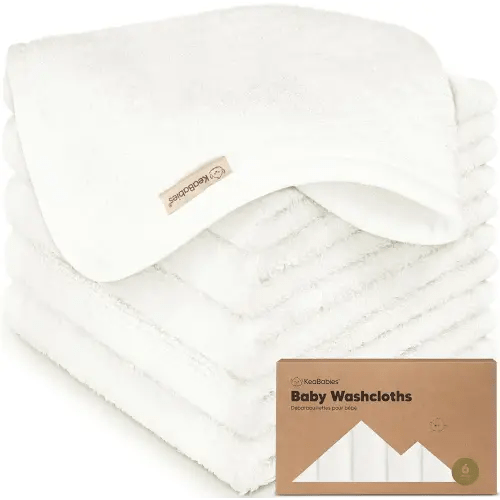6-Pack Soft Baby Washcloths, Viscose from Bamboo - Kids, Newborn Bath Towels, Infant Shower, Toddler Reusable Face Towel, Gentle on Skin, Face Wash Cloths for Babies, 10x10 (White)