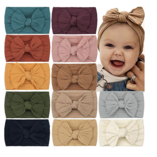 CÉLLOT Super Stretchy Soft Knot Headbands with Hair Bows Head Wrap Hair Accessories For Newborn Baby Girls Infant Toddlers Kids