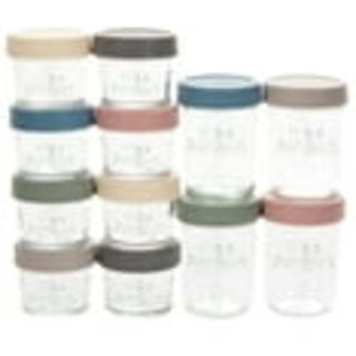 WeeSprout Glass Baby Food Storage Jars with Plastic Lids (4oz/8oz, 12 Pack Set)