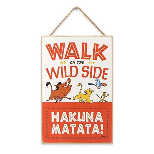 Disney The Lion King Walk on the Wild Side Hanging Wood Wall Decor - Cute Hakuna Matata Sign for Home Decorating