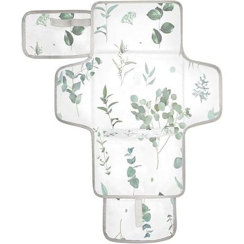 Eucalyptus Greenery Leaves Baby Portable Changing Pads Plants Newborn Diaper Changing Mat Reusable Diaper Changing Station for Baby Toddlers Girls Boys Shower Gifts