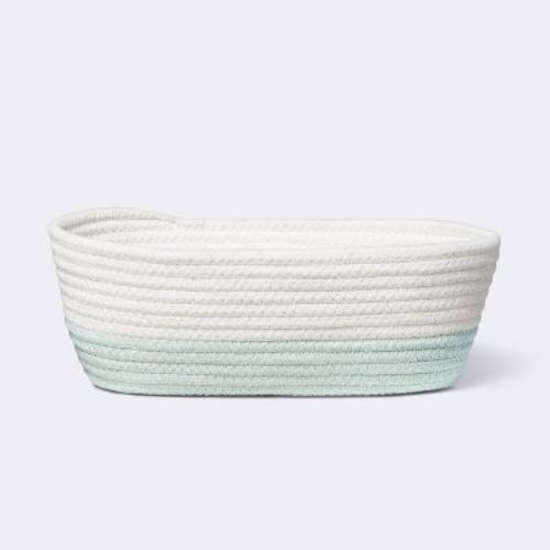 Oval Coiled Rope Bin With Color Band - Cloud Island™ Mint