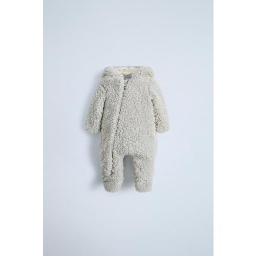 FAUX SHEARLING BODYSUIT - Petrol blue | ZARA - 6-9 months