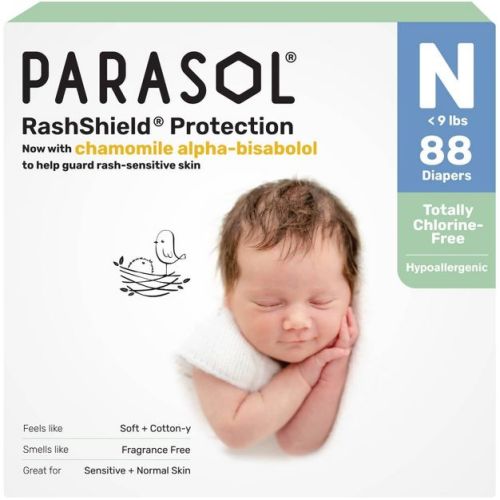 Parasol Chlorine-Free Diapers with RashShield Protection Size NB - 88ct