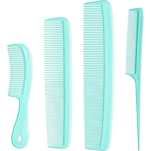 Mars Wellness 4 Piece Professional Comb Set Green - USA MADE - Fine Pro Tail, Dresser Hair Comb Styling Comb - Premium Grade for Men and Women - Parting Teasing and Styling