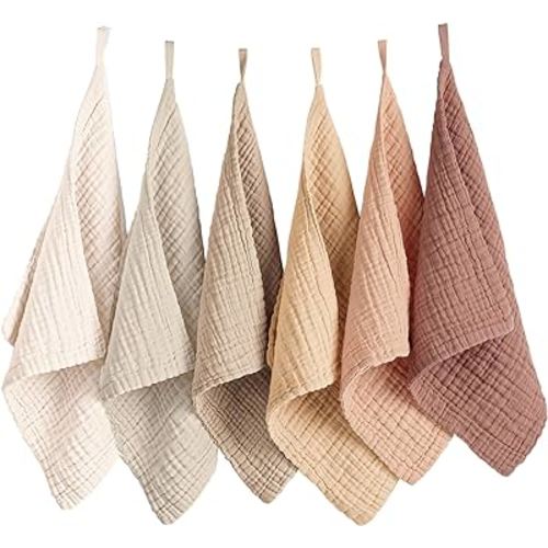 Konssy 6 Pack Face Cloths, Soft Wash Cloth for Washing Face, Cotton Face Towels for Sensitive Skin Women Facial Makeup Remover Reusable Absorbent Washcloths (11 x 11 Inch)