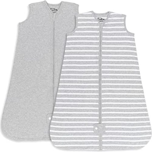 Comfy Cubs Sleep Bag, Sack for Baby, 2 Pack, Breathable Wearable Blanket Swaddle for Newborns and Toddlers, Cute and Comfortable Onesie, Cotton Softness (Grey, Medium)