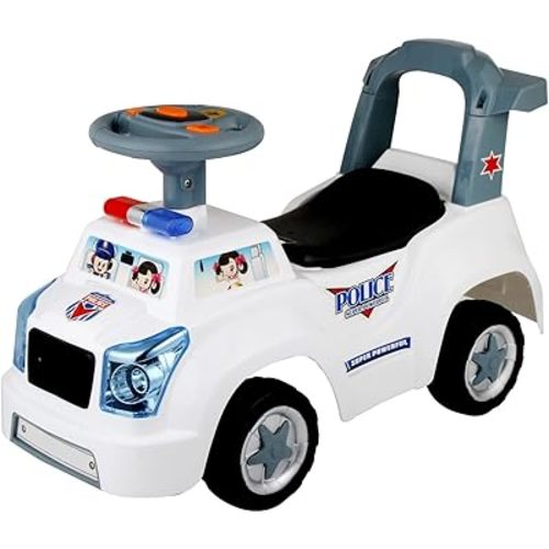 POCO DIVO Police Car 3-in-1 Baby Walker Toddler Ride On Buggy Pretend Play Toy Kids Gliding Scooter with Music & Light