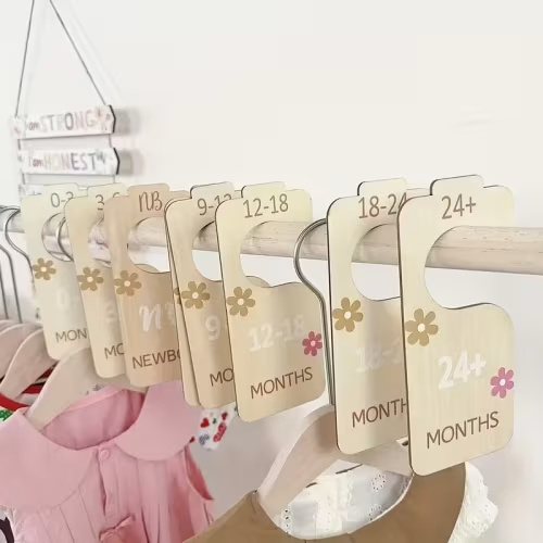 8pcs closet dividers wooden clothes hangers size organizers - Temu