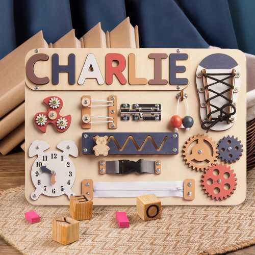 Personalized Busy Board with Baby Name, Custom Themed Sensory Board, Montessori Activity Toys Gift for Child Development, Educational Toy