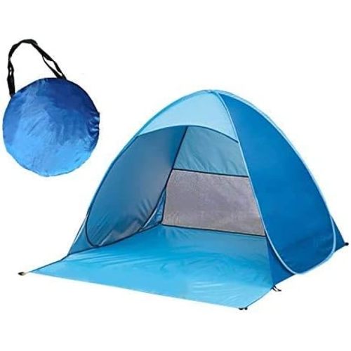 UPF 50+ Easy Pop Up Beach Tent Sun Shelter 3-4 Person Instant Automatic Portable Baby Canopy Cabana Sun Shade Umbrella (Blue)