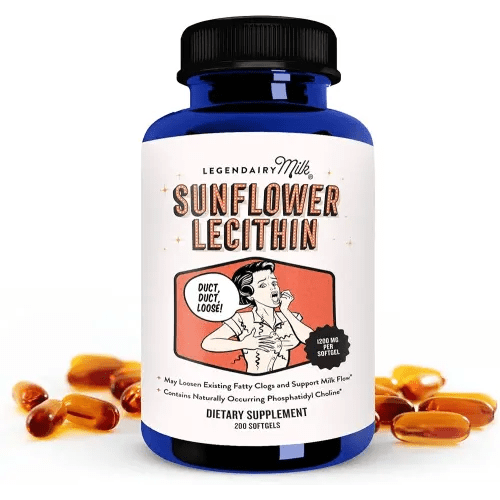 Legendairy Milk Sunflower Lecithin 1200mg, Lactation Support, Sunflower Lecithin Supplement for Clogged Milk Ducts, Made in USA, 200 Softgels