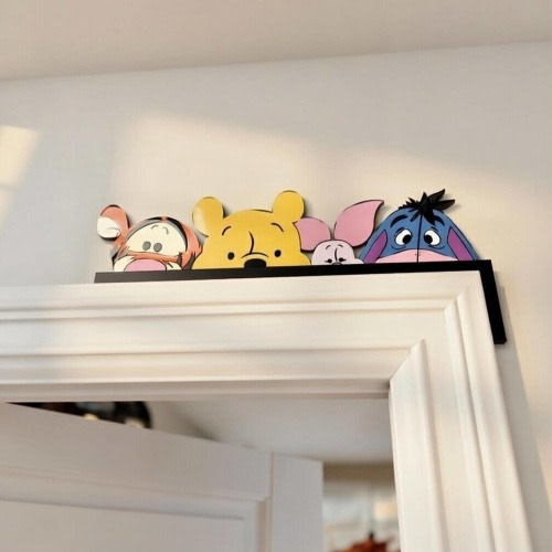 Disney Winnie The Pooh Wood Door Corner Sign, Pooh & Friends Door Decor, Pooh Piglet Tigger Eeyore Decor, Disney Kids Room Decoration