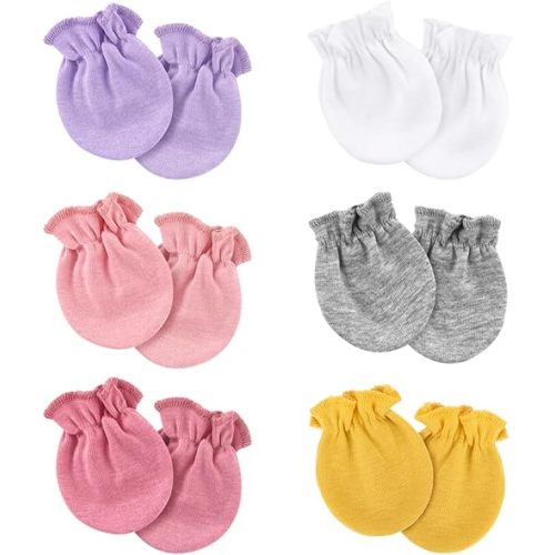 Newborn Baby Mittens No Scratch Cotton Elastic Wrist Gloves Infant Toddler Mittens for Baby Boy Girl 0-6 Months