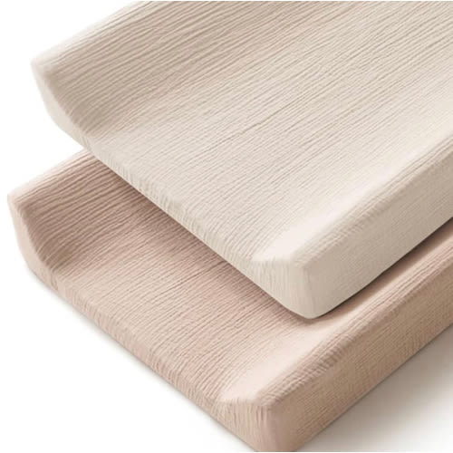 MairMore Changing Pad Cover for Neutral Baby Muslin Soft Cotton Diaper Changing Table Pad Cover Changing Pad Sheets for Girls and Boys - 2 Pack(Clay & Ivory)