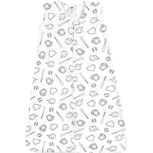 Hudson Baby Unisex Baby Cotton Sleeveless Wearable Sleeping Bag, Sack, Blanket, Baseball, 6-12 Months