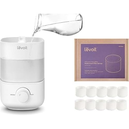 LEVOIT Top Fill Humidifiers & 10 Pack Replacement Filter - White - Humidifier+Accessories