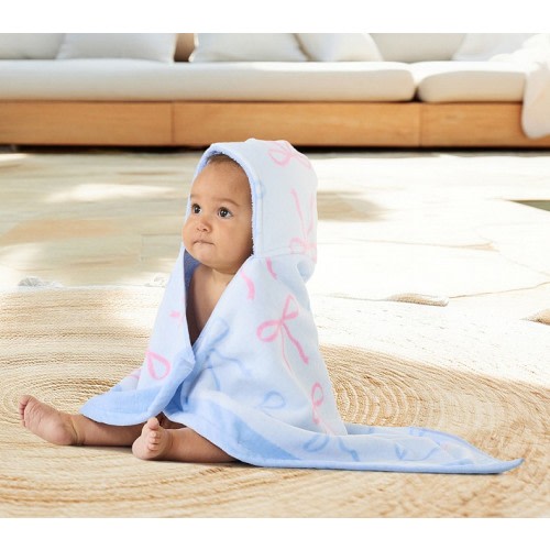 Bow Reversible Baby Beach Hooded Towel UPF 50+