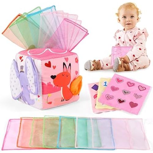 Valentine's Day Toys, Baby Tissue Box Toy for Babies 6-12 Months Montessori Toys Valentine's Gift for Baby Boys Girls Valentine's Day Party Favor Gifts