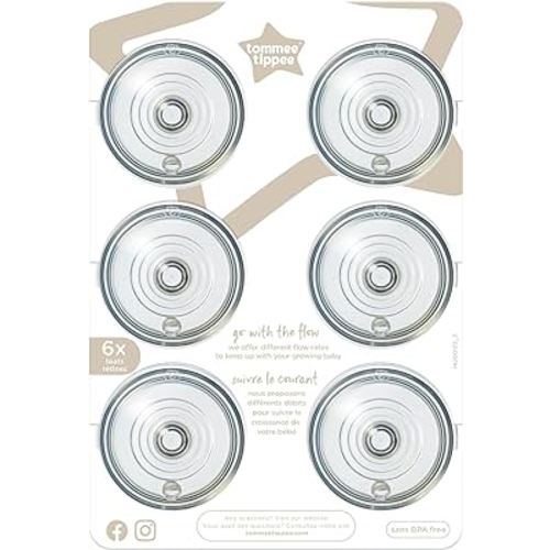 Tommee Tippee Natural Start Baby Bottle Nipples, Fast Flow, 6+ Months, Breast-Like for a Natural Latch, Anti-colic Valve, Soft Silicone, Pack of 6